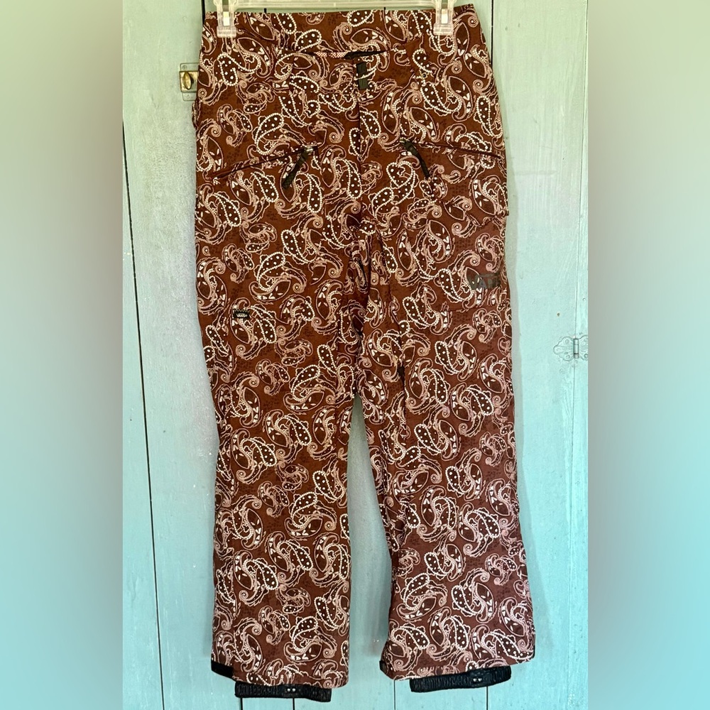 New! VANS Performance Snow Pant Womens Ski Snowboard Outdoor Paisley Brown M/M
